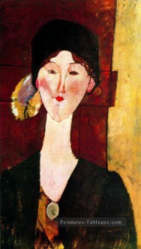 portrait Tableau Peinture - portrait de béatrice hastings devant une porte 1915 Amedeo Modigliani